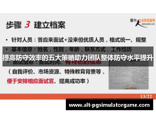 提高防守效率的五大策略助力团队整体防守水平提升