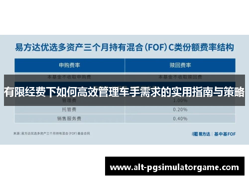 有限经费下如何高效管理车手需求的实用指南与策略